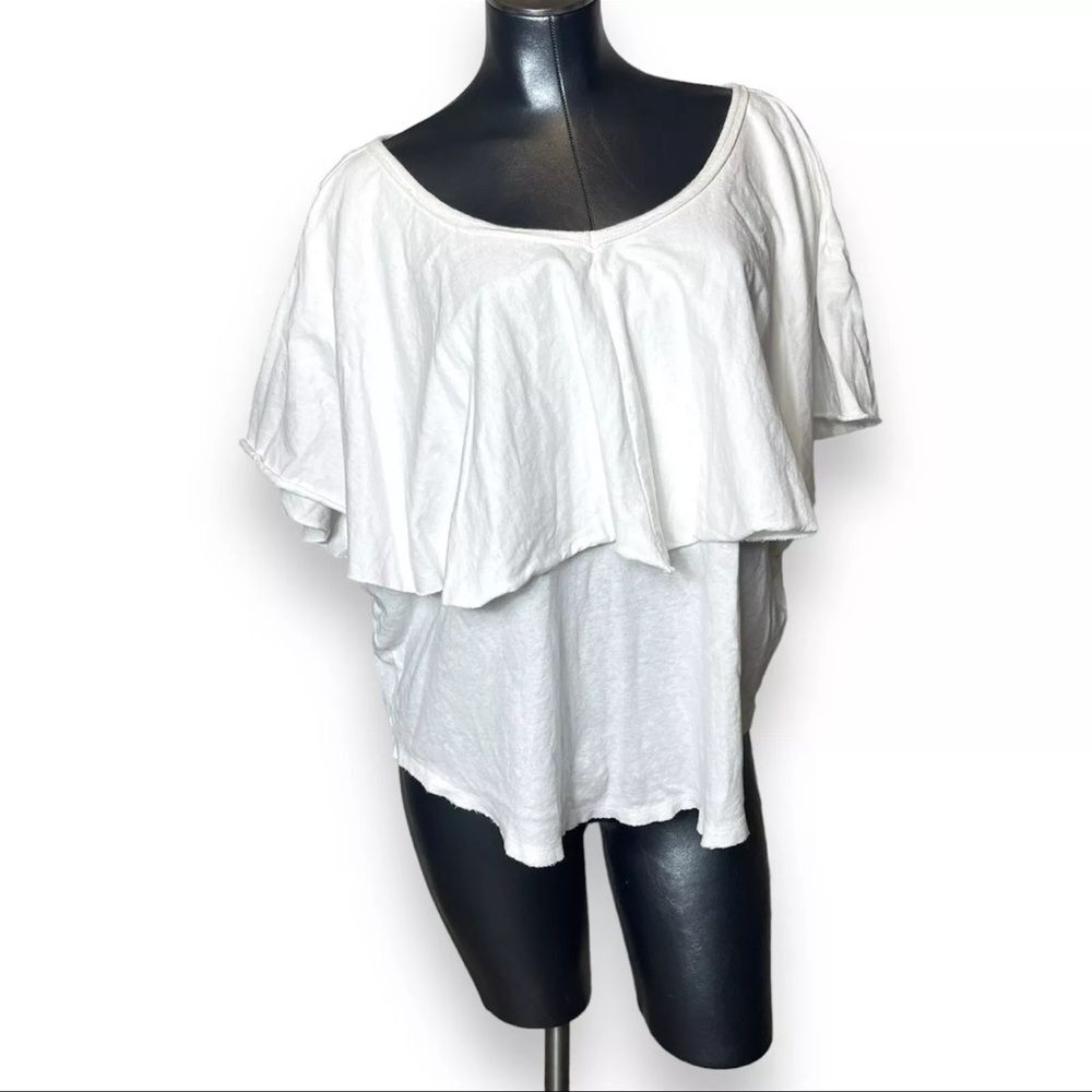 Free People White Layered Blouse Pullover Boho Oversized Size Medium Top